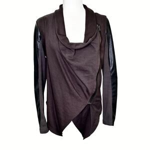 Blank NYC Gray Mixed Media Asymmetrical Zippered Moto Jacket Women's Medium